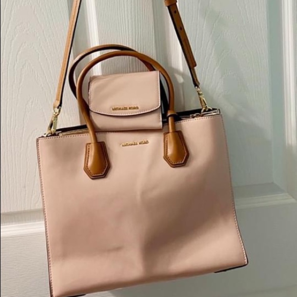 Michael Kors pink leather satchel and wallet NWOT